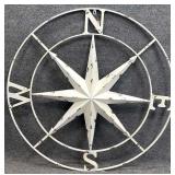 42 ' White Nautical Compass Rose Metal Art