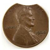 1964 Clipped Planchet Error Cent