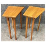 Pair Trapezoid Top End Tables