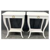 Pair New Modern History White One Drawer Tables