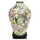 Large Chinese Cloisonne Vase on Stand