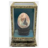 Vintage Chinese Hand Painted Egg in Display Case