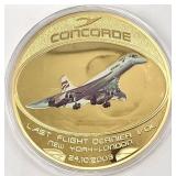 3in Gold Layered Concord Last Flight Medal