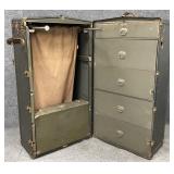 Antique Oshkosh Wardrobe Steamer Trunk