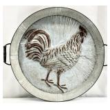 Large 30 ' Galvanized Metal Rooster Wall Tray