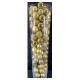 Large 27 ' Glass Vase w/ Gold Ball Ornaments
