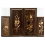 4pc Italian Marquetry Floral Inlaid Wood Panels