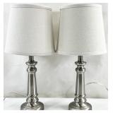 Pair Brushed Nickel Lamps