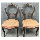 Pair Fruit Carved Antique Chairs