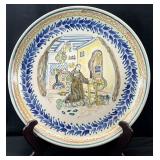 Large Mexican Majolica Folk Art Pottery Plate