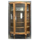 Oak Bow Front Curio - Broken Glass