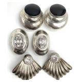 3 Pair Signed Sterling Silver Clip-On Earrings