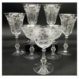 7pc Fostoria Corsage Clear Glasses
