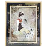 T.C. Chiu Asian Style Art, Girl w/ Bird & Dog