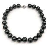 Large Round Grey Beaded Necklace