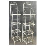 Pair White Wrought Iron Shelves