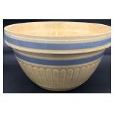 Blue & White Stripe Yellow Ware Mixing Bowl