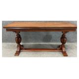 Antique Carved Walnut Pedestal Base Flip Top Table