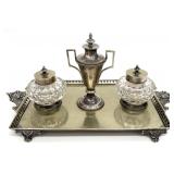 Antique Silver Plated Inkstand Set