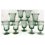 9pc Fostoria Jamestown Green Glasses