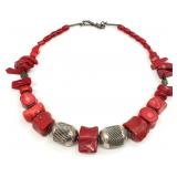Vintage Chunky Coral / Coral Style Beaded Necklace