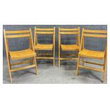 Four Vintage Folding Slat Seat Chairs