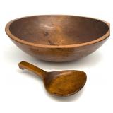 Antique Wooden Dough Bowl & Butter Paddle