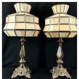 2 Tiffany Style Slag Glass Table Lamps