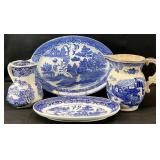 4pc Antique / Vintage Blue & White Ironstone &