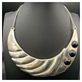 Modernist Designer Sterling Silver Collar Necklace