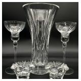 Crystal Vase, Candlesticks & Glass Candle Holders