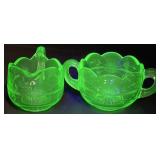 Uranium Glass Creamer & Sugar