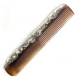 Signed Sterling Silver Handle Art Nouveau Comb