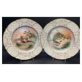 2 Vintage German Porcelain Game Bird Plates