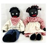 2 Vintage Black Americana Folk Art Dolls