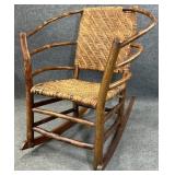 Rustic Bentwood Barrel Back Rocking Chair