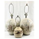 3pc  Vintage Stoneware Pottery Lamps