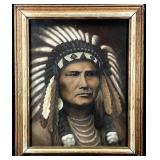 Native American Chief Oil Painting on Canvas,