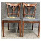 Pair Mahogany Plume Carved Side Chairs