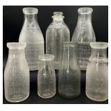 7 Vintage Glass Dairy Milk Bottles