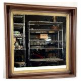 Vintage Wood Framed Square Wall Mirror