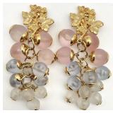 Vintage Frosted Grapes Beaded Earrings