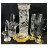 Vintage Glass Vase, Baskets, Pitcher & More