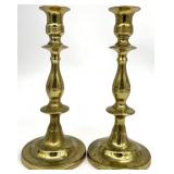 Pair Vintage Solid Brass Candlesticks