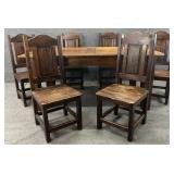 Large Rustic Style Dining Table & 6 Chairs