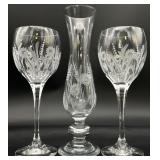 3pc Pepi Herrmann Crystal Vase & Wine Glasses