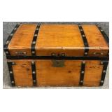 Antique Metal Strapped Trunk