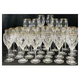 Gorham Crystal Diamond Gold Trim Glasses