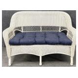 White Plastic Wicker Settee