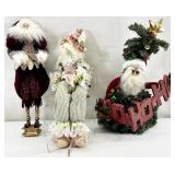 3 Santa Claus / Christmas Fairy Figures
